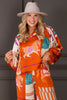 The Great Unknown Orange Abstract Print Long Sleeve Blouse