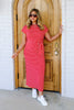 Free To Be Red Striped Short Sleeve Midi Dress