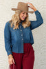 Insight Navy Button Down Long Sleeve Denim Top
