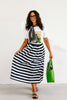 Iconic Moment Striped Black Pleated Midi Skirt