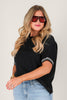 Stay Close Short Sleeve Black Top