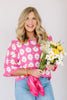 Daisy Cotton Crochet Fuchsia Summer Sweater