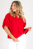 City Streets Red Short Sleeve Blouse