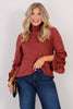 On The Dot Wine Long Sleeve Blouse