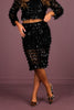 DOORBUSTER Insight Sequin Black Fringe Midi Skirt