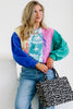 Queen Of Sparkles Colorblock Striped Card Logo Long Sleeve Sweatshirt