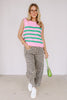 Gracie Pink Stripe Sleeveless Top