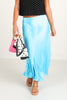 TWT®  Gwen Turquoise Satin Midi Skirt