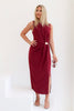 Come on Downtown Burgundy Sleeveless Maxi Dress