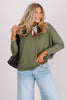 Melissa Light Olive Dolman Long Sleeve Top
