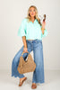 At The Ready Jelly Mint 3/4 Sleeve Top
