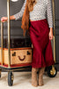 Tribal Satin Cherry Lacquer Midi Skirt