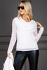 A.Z.I. Claudia White Studded Drape Long Sleeve Blouse