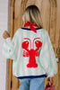 Coastal Season Striped Mintberry Long Sleeve Cardigan