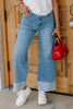 Just Black Two Tone Hem Light Denim Slim Wide Leg Jean