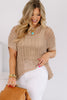 Give Your All Beige Crochet Short Sleeve Sweater