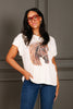 Rhinestone Horse Washed Natural Short Sleeve Tee