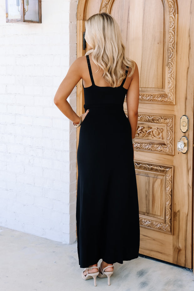 black wedding dress meaning Comes Back Around Black Two Piece Long Sleeve Maxi Sweater Dress