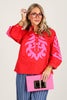Thalia Red Long Sleeve Blouse
