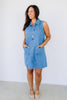 Marlowe Denim Light Blue Sleeveless Mini Dress