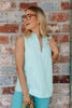 Zoe Aqua Striped Sleeveless Top