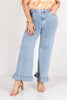 Coming Around Light Blue Ruffle Hem Wide Leg Pant
