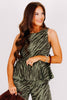Michele Olive Zebra Sleeveless Top