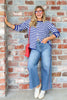 Harbor Striped Royal Long Sleeve Cardigan