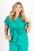 Merida Green Tie Front Short Sleeve Top