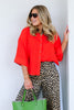 On The Line Tomato Red Short Sleeve Top
