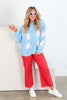 Homerun Sequin Baseball Denim Long Sleeve Pullover