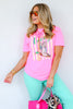 Lucky Duck Hot Pink Stripe Short Sleeve Tee