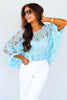 Thinking Out Load Seafoam Crochet Dolman Short Sleeve Top