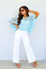Thinking Out Load Seafoam Crochet Dolman Short Sleeve Top