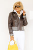 Insight Mocha Varsity Faux Leather Jacket