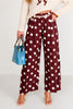 Harley Wine Polka Dot Hi Waist Pleated Wide Leg Pant