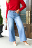 All The Better Medium Indigo Wide Leg Cropped Jeans