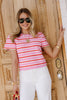 Emily Pink Striped Short Sleeve Top