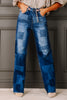 Brittany Dark Denim Patchwork Straight Leg Jean