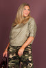 Open It Up Olive Polka Dot Mock Neck 3/4 Sleeve Top