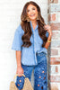 Molly Bracken Denim Blue Short Sleeve Top