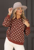 Here and Now Maroon Floral Print Zip Bust Long Sleeve Top