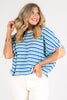 Sabrina Blue Striped Short Sleeve Top