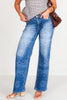 Molly Mid Rise Medium Dark Laser Print Jean