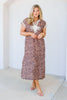 Stacey Brown Leopard Short Sleeve Midi Dress