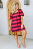 Meredith Burgundy Striped Short Sleeve Mini Dress