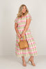 Hilary Pink Rows Of Flowers Midi Dress