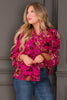 No Limit Magenta Floral Print Button Down Long Sleeve Top