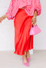 TWT®  Gwen Red Satin Midi Skirt