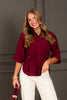 Ellison Merlot Long Sleeve Blouse